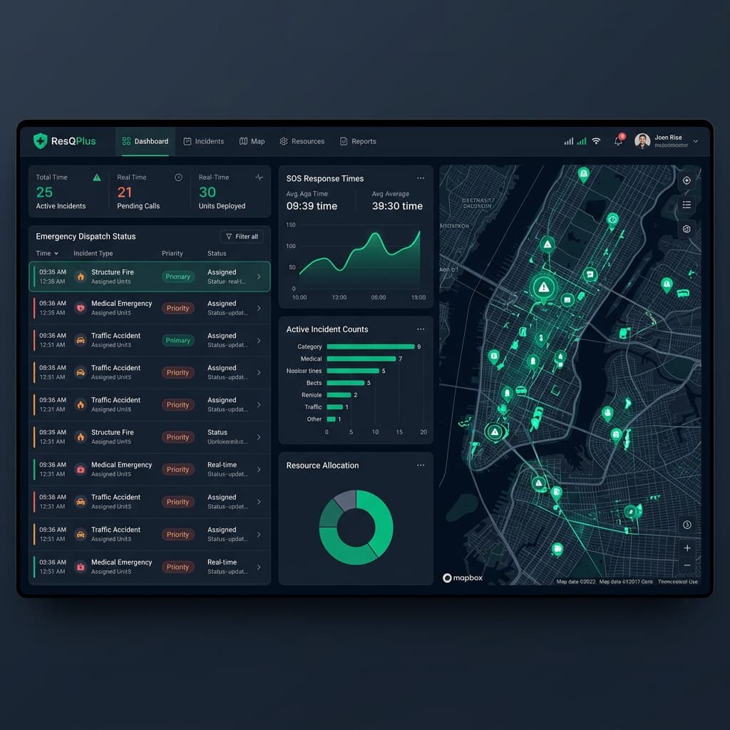 ResQPlus emergency response dashboard